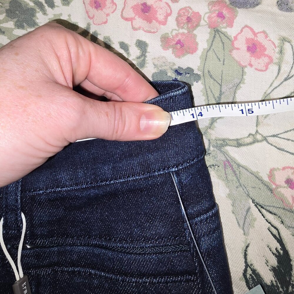 TRACTR dark denim flare with slit front leg and raw hem - Picture 8 of 8